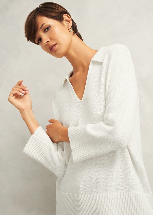 Hobbs Madelyn Cotton Blend Jumper Warm Ivory