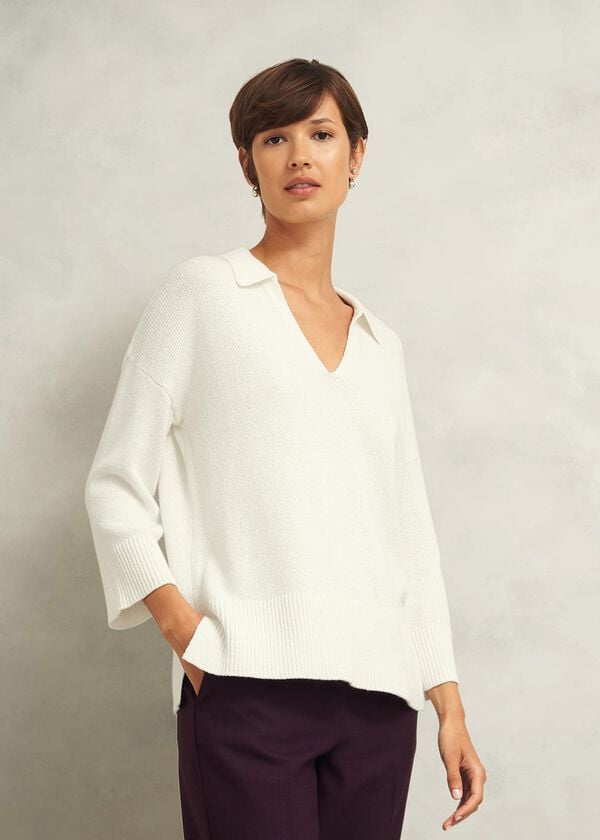 hobbs Madelyn Cotton Blend Jumper Warm Ivory