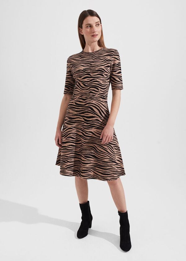 hobbs Madison Knitted Dress Black Camel