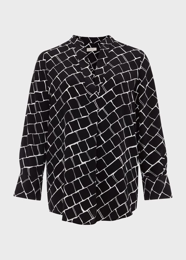 Hobbs Maeva Blouse Navy Ivory