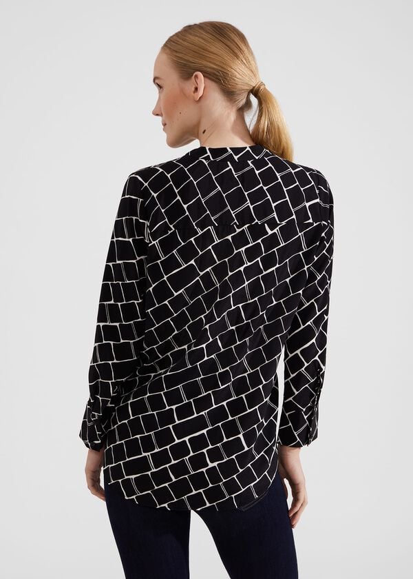 Hobbs Maeva Blouse Navy Ivory