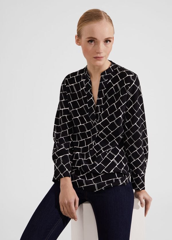 hobbs Maeva Blouse Navy Ivory