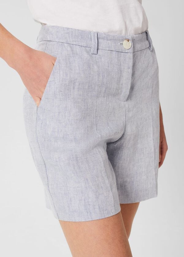 Hobbs Maeve Linen Short Pale Blue
