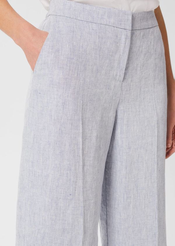 Hobbs Maeve Linen Trousers Pale Blue