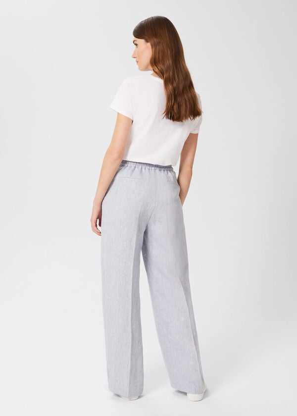 Hobbs Maeve Linen Trousers Pale Blue