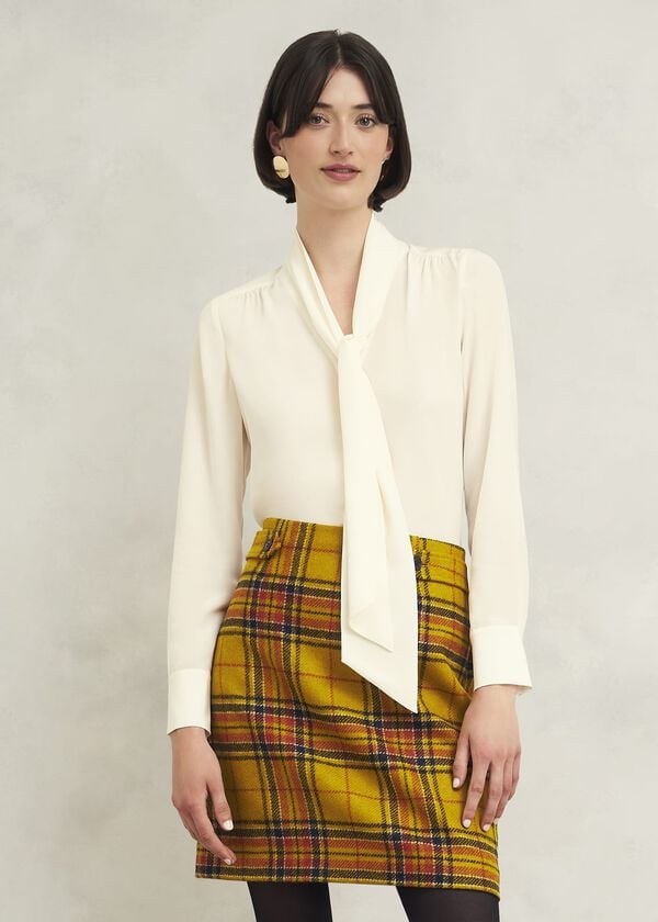 Hobbs Maeve Wool Skirt Ochre Multi