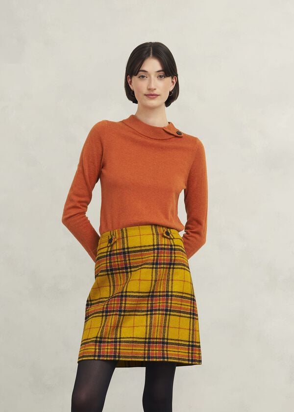 hobbs Maeve Wool Skirt Ochre Multi