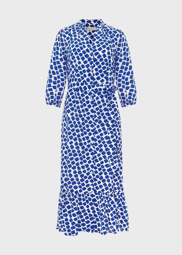 Hobbs Magda Spot Shirt Dress Cobalt White