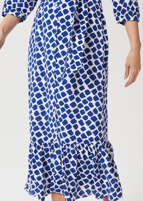 Hobbs Magda Spot Shirt Dress Cobalt White