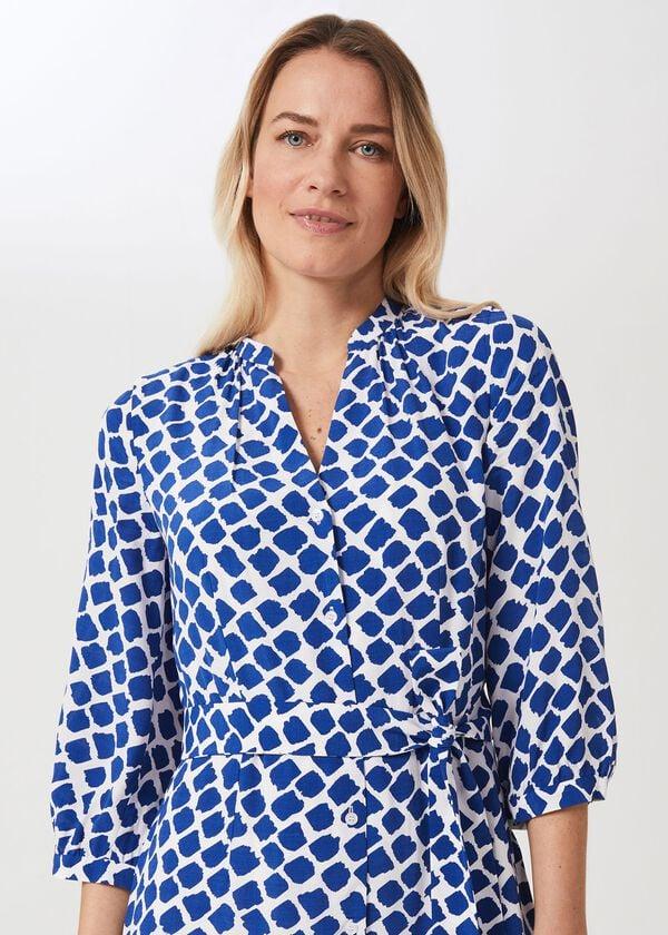 Hobbs Magda Spot Shirt Dress Cobalt White