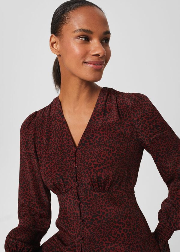 Hobbs Maggie Blouse Burgundy Black