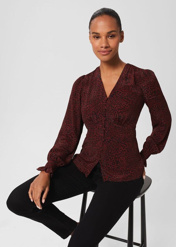 hobbs Maggie Blouse Burgundy Black