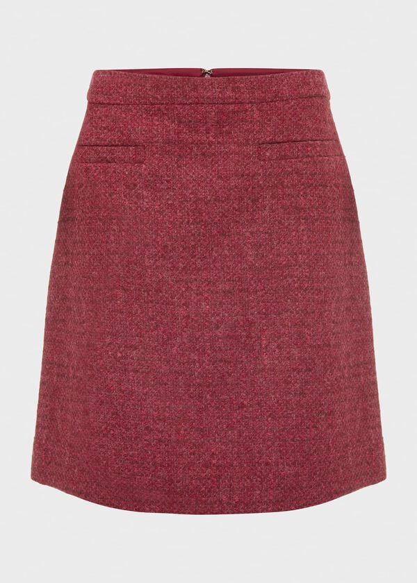 Hobbs Maisey Wool A Line Skirt Pink Multi