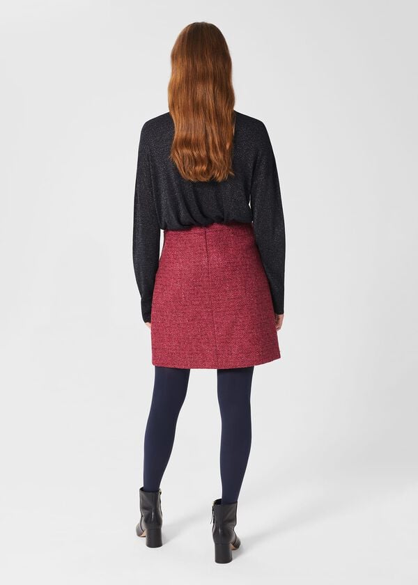 Hobbs Maisey Wool A Line Skirt Pink Multi