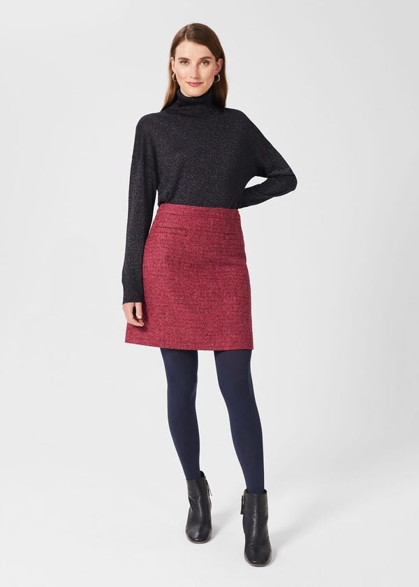 hobbs Maisey Wool A Line Skirt Pink Multi