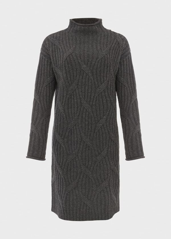Hobbs Malikah Knitted Dress Charcoal Grey