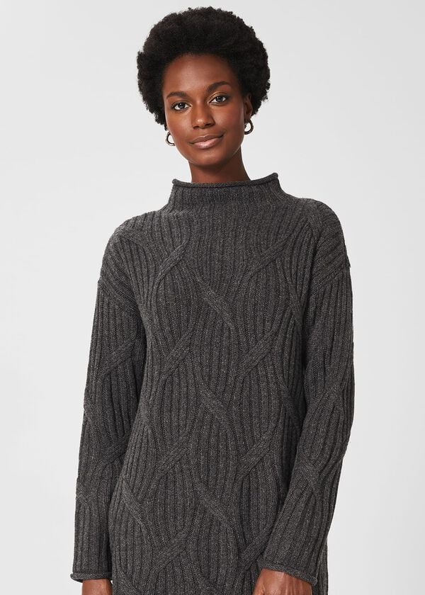 Hobbs Malikah Knitted Dress Charcoal Grey