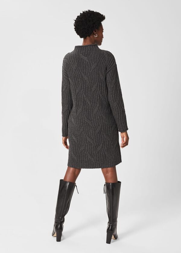 Hobbs Malikah Knitted Dress Charcoal Grey
