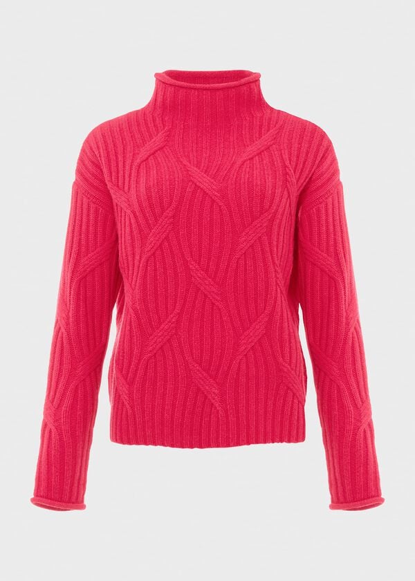Hobbs Malikah Wool Blend Cable Jumper Pink