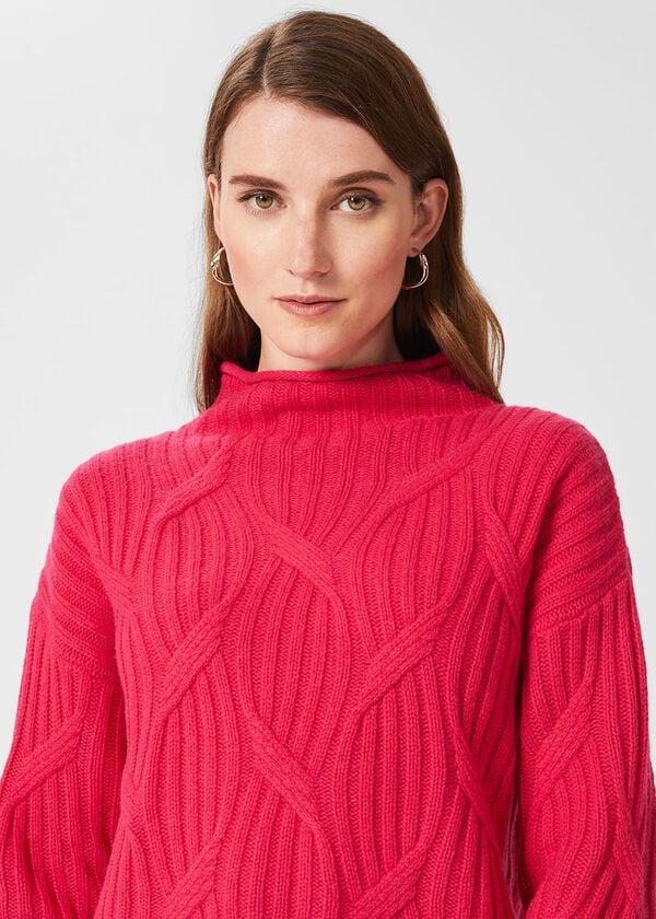 Hobbs Malikah Wool Blend Cable Jumper Pink