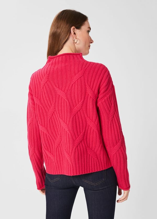 Hobbs Malikah Wool Blend Cable Jumper Pink