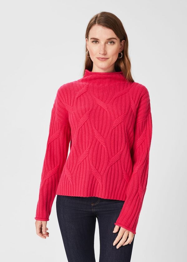 hobbs Malikah Wool Blend Cable Jumper Pink