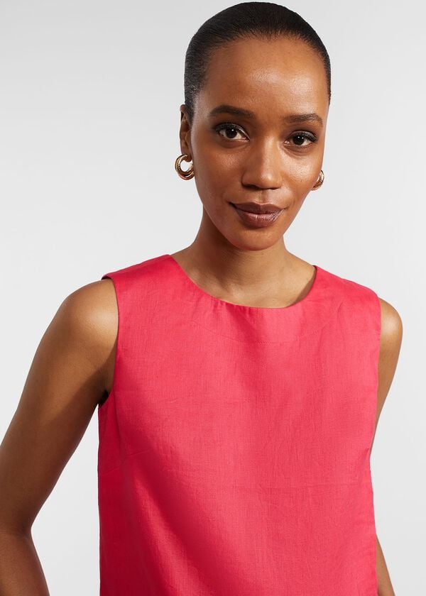 Hobbs Malindi Linen Top Rouge Pink