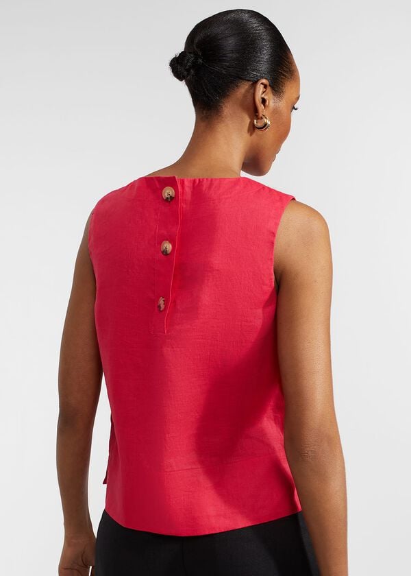 Hobbs Malindi Linen Top Rouge Pink