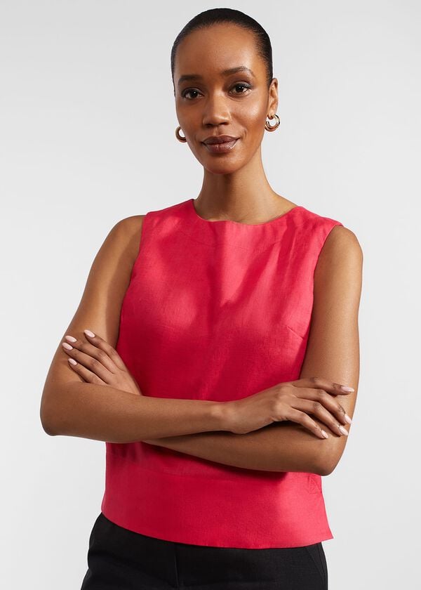 hobbs Malindi Linen Top Rouge Pink