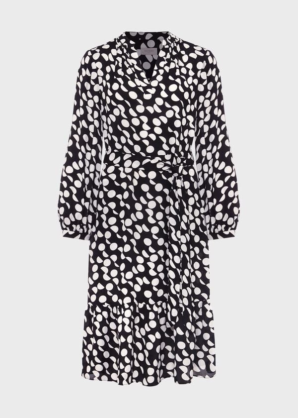 Hobbs Mallory Dress Navy Ivory