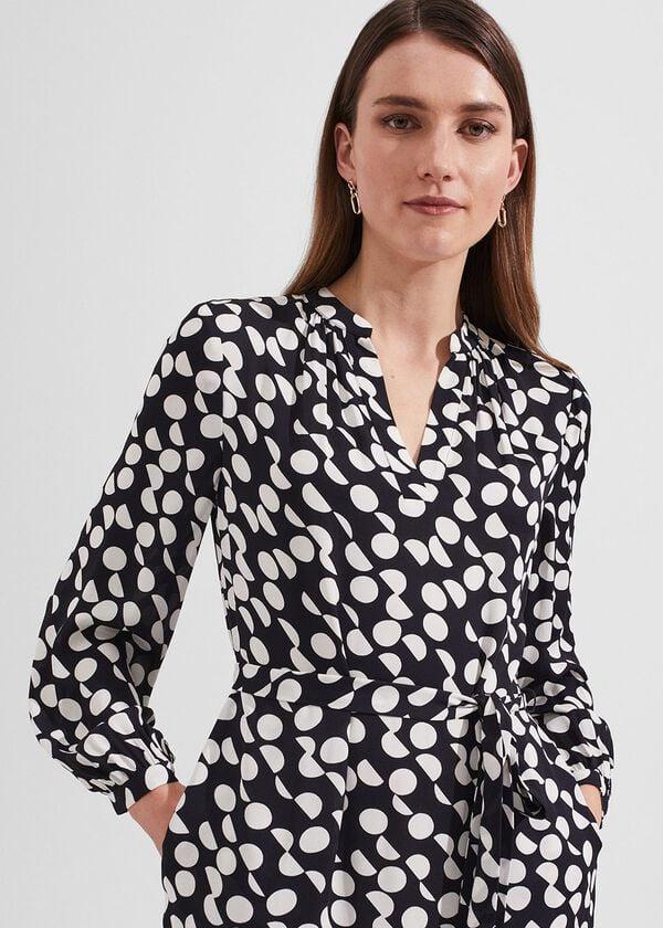 Hobbs Mallory Dress Navy Ivory