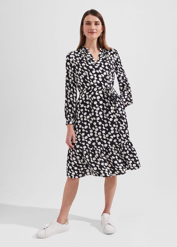 hobbs Mallory Dress Navy Ivory