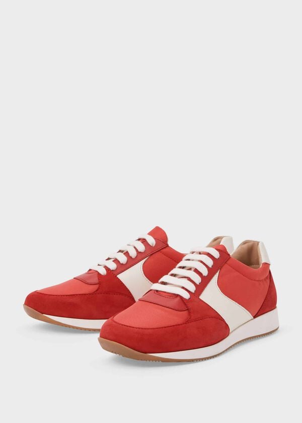 Hobbs Mara Leather Trainers Red Multi