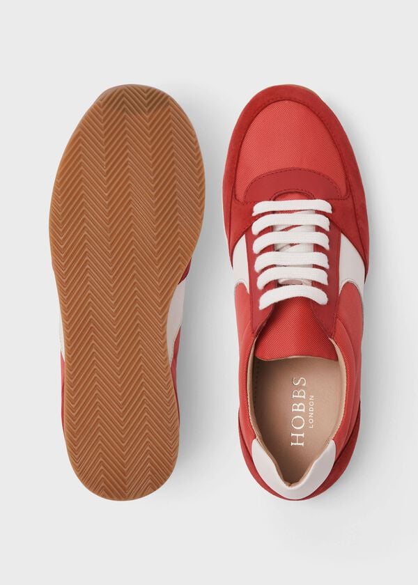 Hobbs Mara Leather Trainers Red Multi