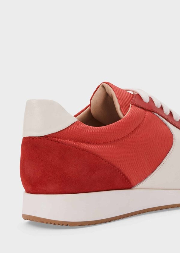 Hobbs Mara Leather Trainers Red Multi