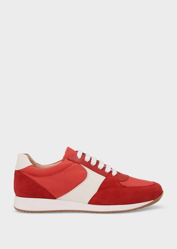 hobbs Mara Leather Trainers Red Multi