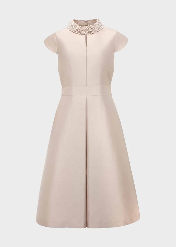 Hobbs Marcella Silk Blend Dress Oyster