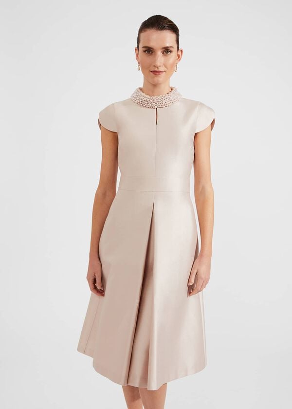 Hobbs Marcella Silk Blend Dress Oyster