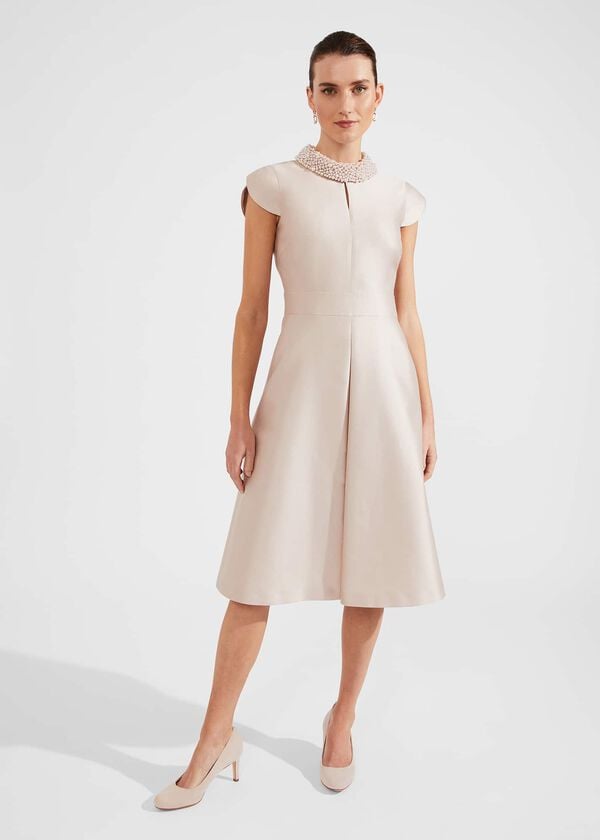 hobbs Marcella Silk Blend Dress Oyster