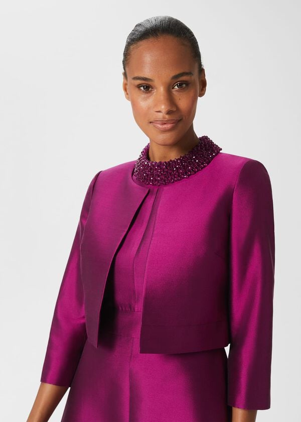 Hobbs Marcella Silk Blend Jacket Berry Purple