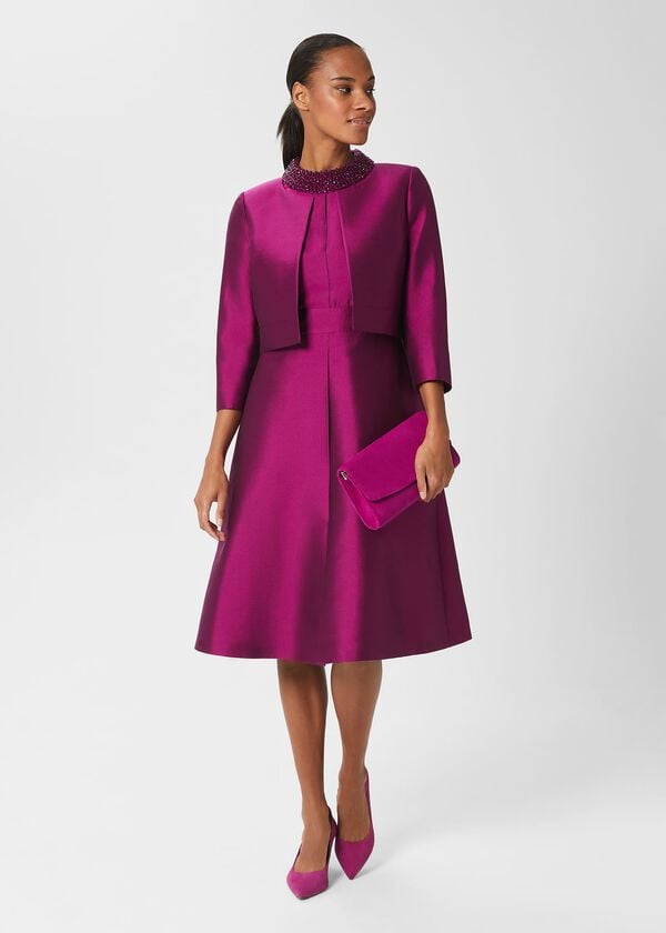 hobbs Marcella Silk Blend Jacket Berry Purple