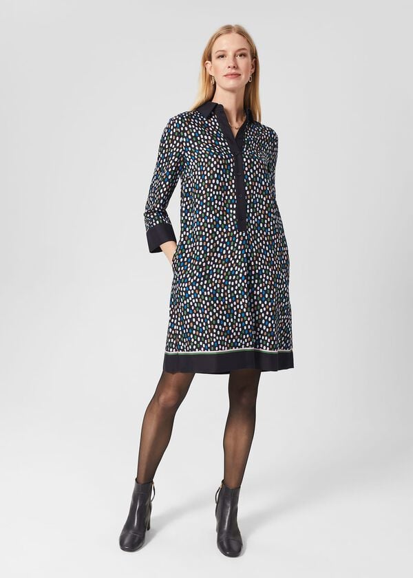 hobbs Marci Tunic Dress Navy Multi