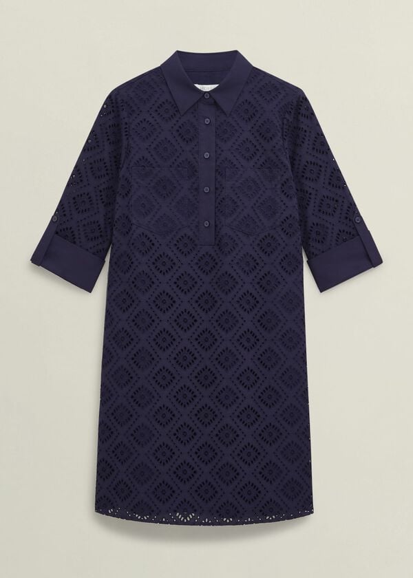 Hobbs Marcia Broderie Dress True Navy