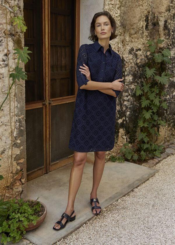 hobbs Marcia Broderie Dress True Navy