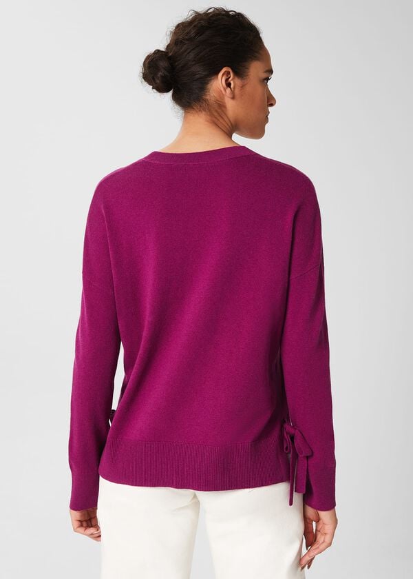 Hobbs Marcia Tie Jumper With Cashmere Bright Plum