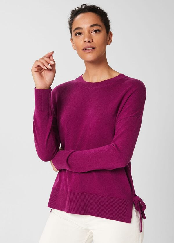 hobbs Marcia Tie Jumper With Cashmere Bright Plum