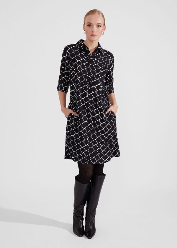 Hobbs Marciella Dress Navy Ivory