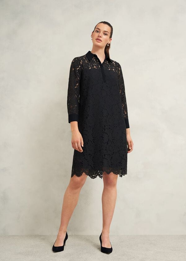 hobbs Marciella Lace Dress Black