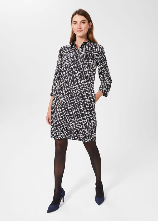 hobbs Marciella Tunic Dress Navy Ivory