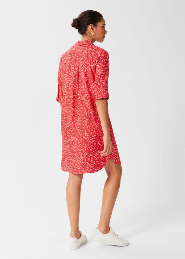 Hobbs Marciella Tunic Dress Pink Orange